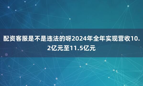 配资客服是不是违法的呀2024年全年实现营收10.2亿元至11.5亿元