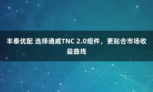 丰泰优配 选择通威TNC 2.0组件，更贴合市场收益曲线