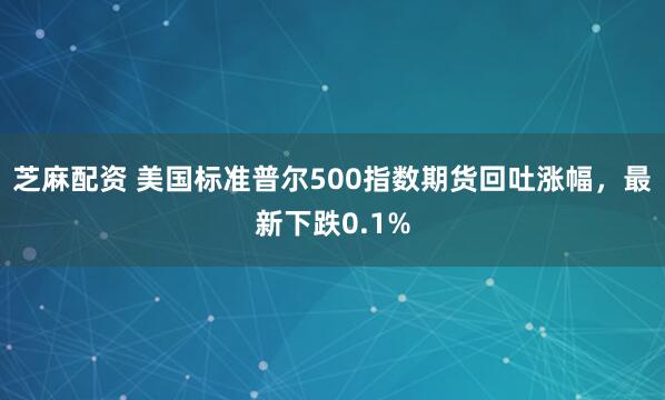 芝麻配资 美国标准普尔500指数期货回吐涨幅，最新下跌0.1%